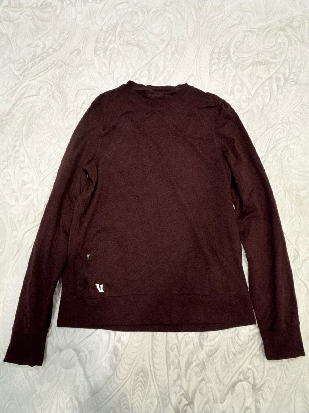 Vuori Long Sleeve Crew in Burgundy M Mens
